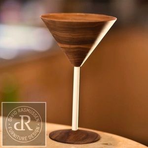 🍸David Rasmussen Design Wood Cocktail Glasses w/ White Resin Stem & Wood Bottom